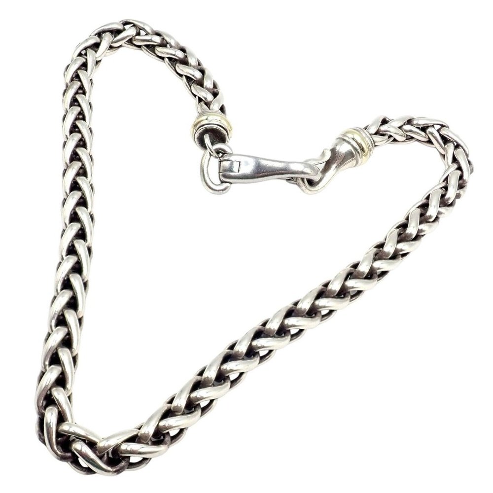 David Yurman DY Sterling Silver 14k Yellow Gold Wheat 8.5mm Chain Necklace 16"